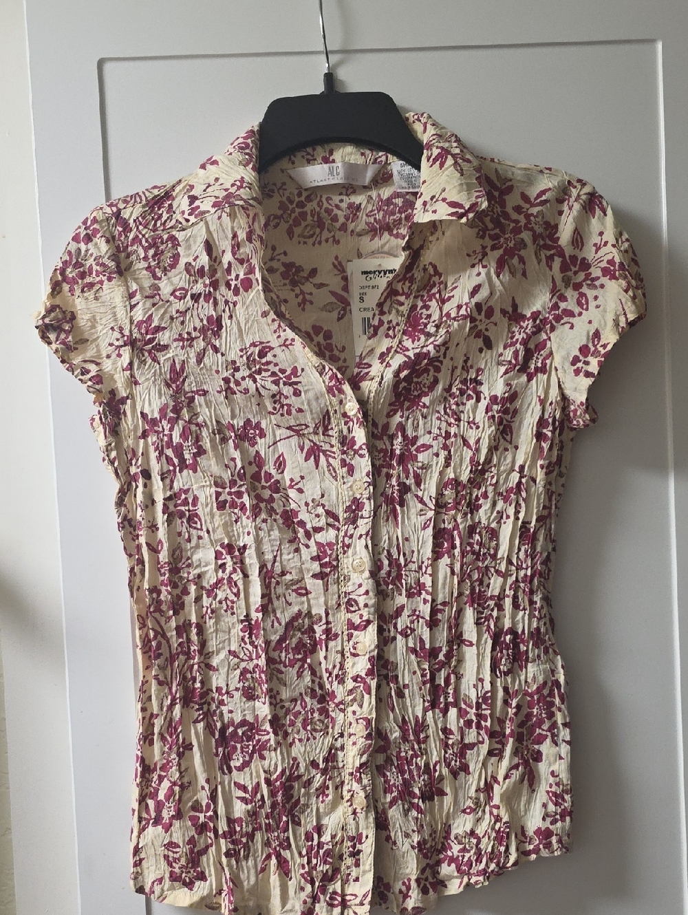 A.L.C. Cream Blouse with Rose Floral Print Size S